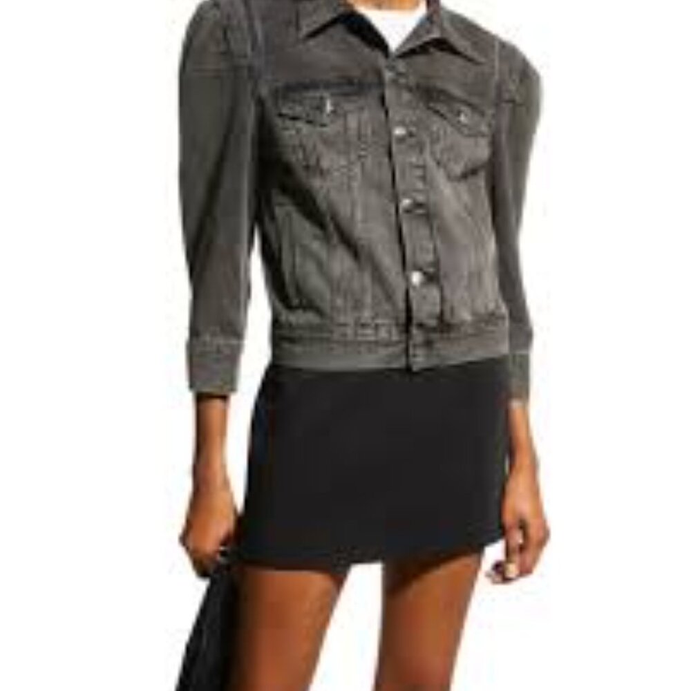 Frame NWT Rosette Sleeve Denim Jacket Ozone Size Medium